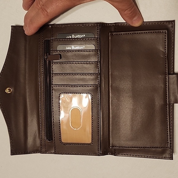 Beautiful Buxton Heiress Brown Leather RFID Long Wallet, Kisslock Pouch EUC - Picture 8 of 16